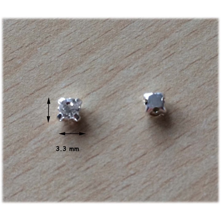 Strass Swarovski cabochon "Chatons"  3.3 mm crystal argent