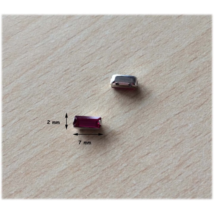 Strass Swarovski cabochon "Chatons"  "rectangle" fuchsia 