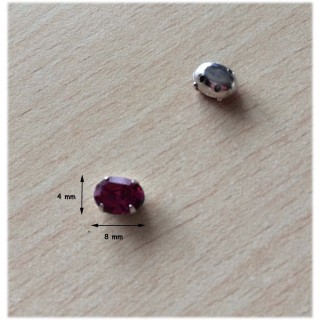 Strass Swarovski cabochon "Chatons"  "ovale" fuchsia 