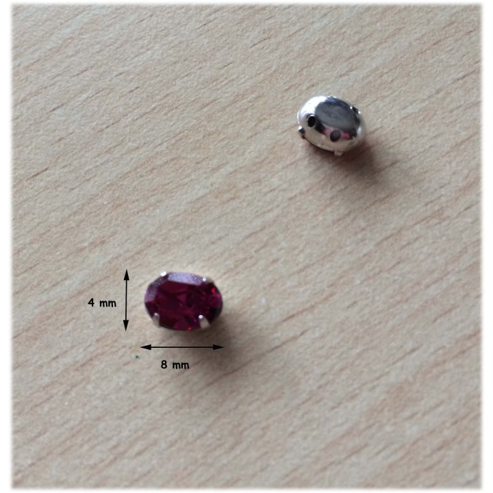 Strass Swarovski cabochon "Chatons"  "ovale" fuchsia 