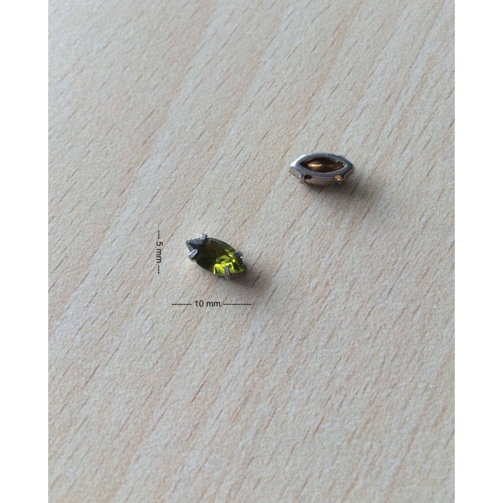 Strass Swarovski cabochon "Chatons"  "fuseau" olivine