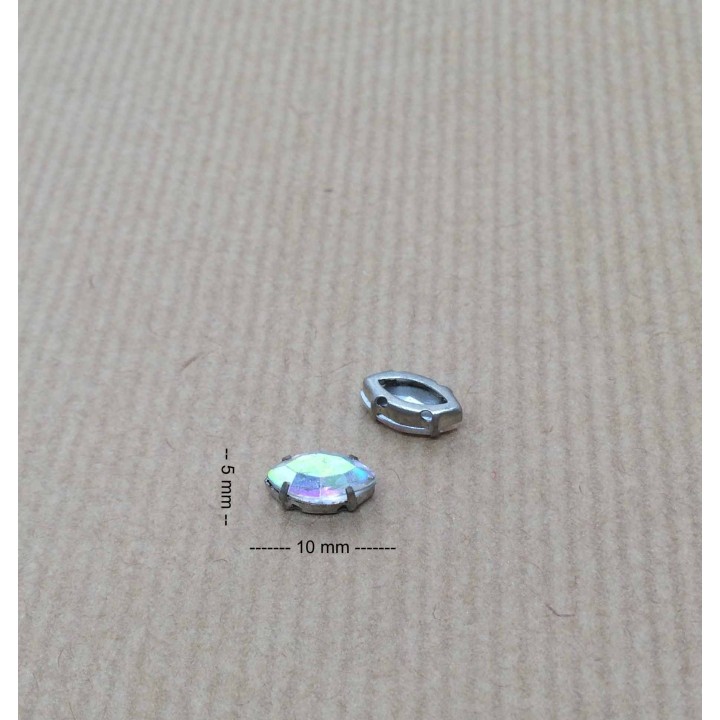 Strass Swarovski cabochon "Chatons"  "fuseau" rainbow