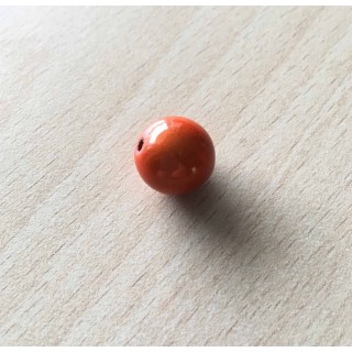 perle artisanale en verre  forme "amande" couleur: ambre 