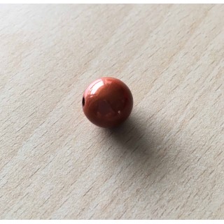 perle artisanale en verre  forme "amande" couleur: ambre 
