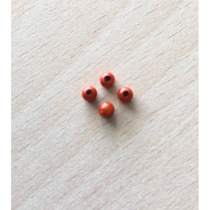 perle artisanale en verre  forme "amande" couleur: ambre 