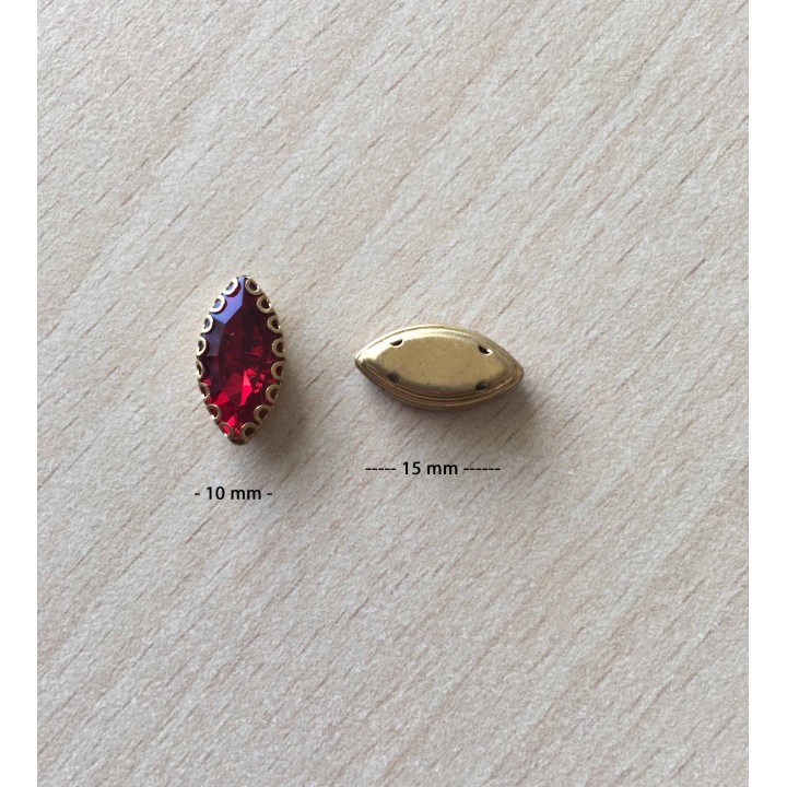 Strass Swarovski cabochon "Chatons"  "rectangle" fuchsia 