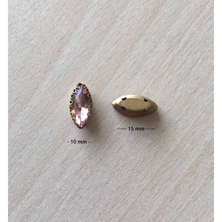 Strass Swarovski cabochon "Chatons"  "rectangle" fuchsia 