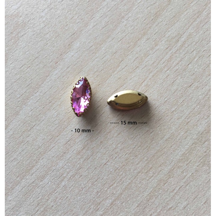 Strass Swarovski cabochon "Chatons"  "rectangle" fuchsia 