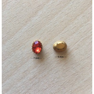 Strass Swarovski cabochon "Chatons"  "rectangle" fuchsia 