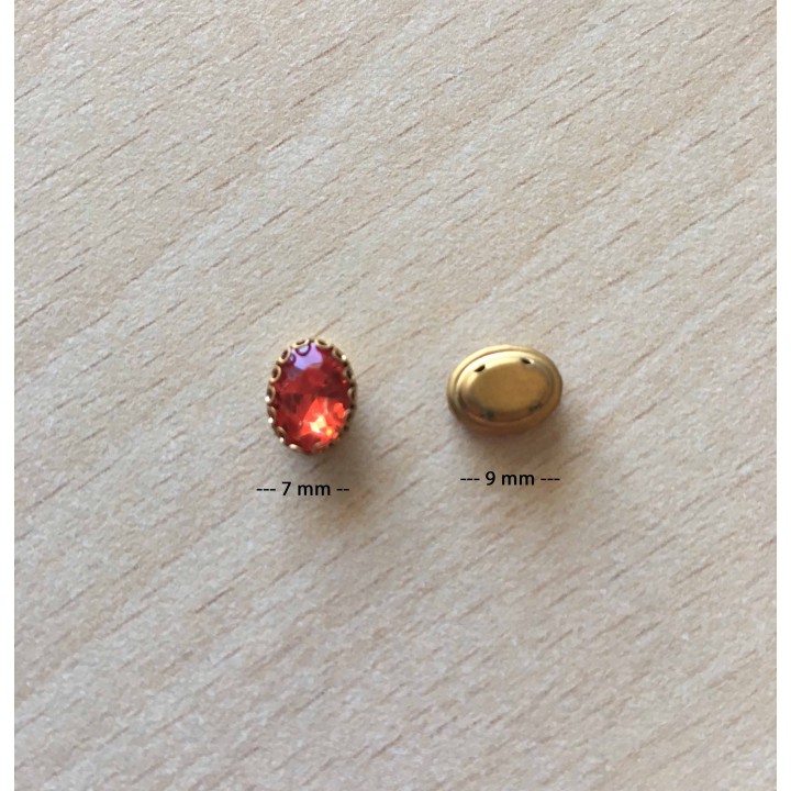 Strass Swarovski cabochon "Chatons"  "rectangle" fuchsia 