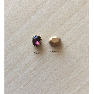 Strass Swarovski cabochon "Chatons"  "rectangle" fuchsia 