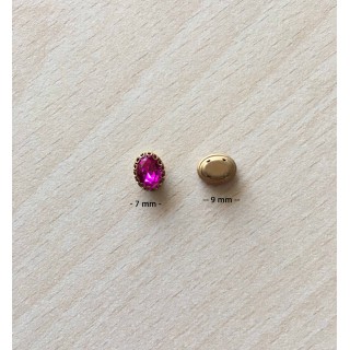 Strass Swarovski cabochon "Chatons"  "rectangle" fuchsia 