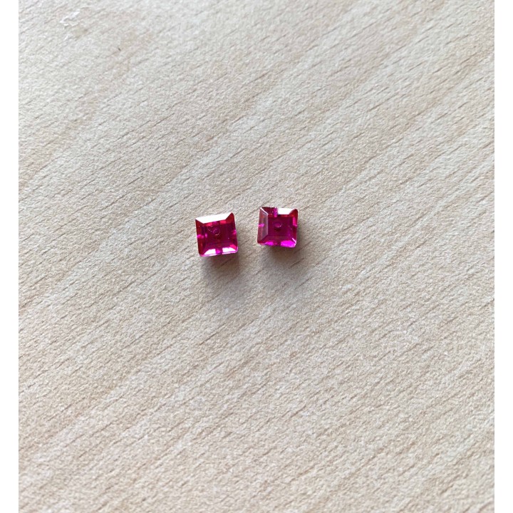 Strass Swarovski cabochon "Chatons"  "rectangle" fuchsia 