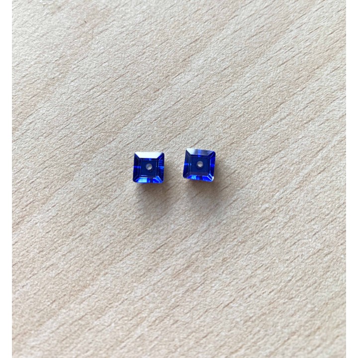 Strass Swarovski cabochon "Chatons"  "rectangle" fuchsia 